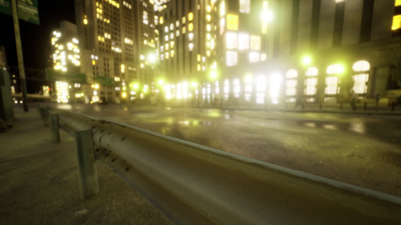 Bright urban landscape captures the hustle and bustle of city life at night