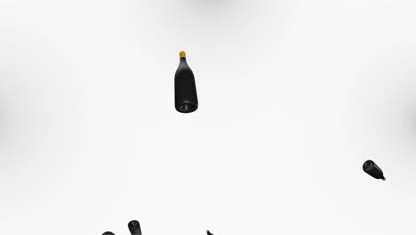beer glass bottles are falling on the green screen with alcohol drinks concept wein and austria