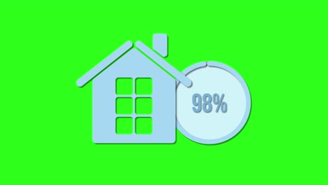animated infographic showing percentage growth in house-related data with smooth transitions and a vibrant green background