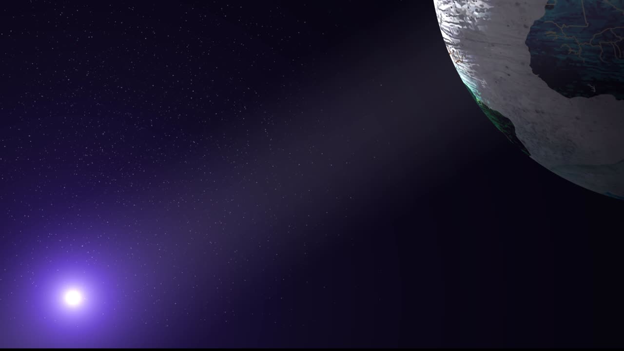 Earth planet in a blue star galaxy sunrise space 3d ultra realistic background
