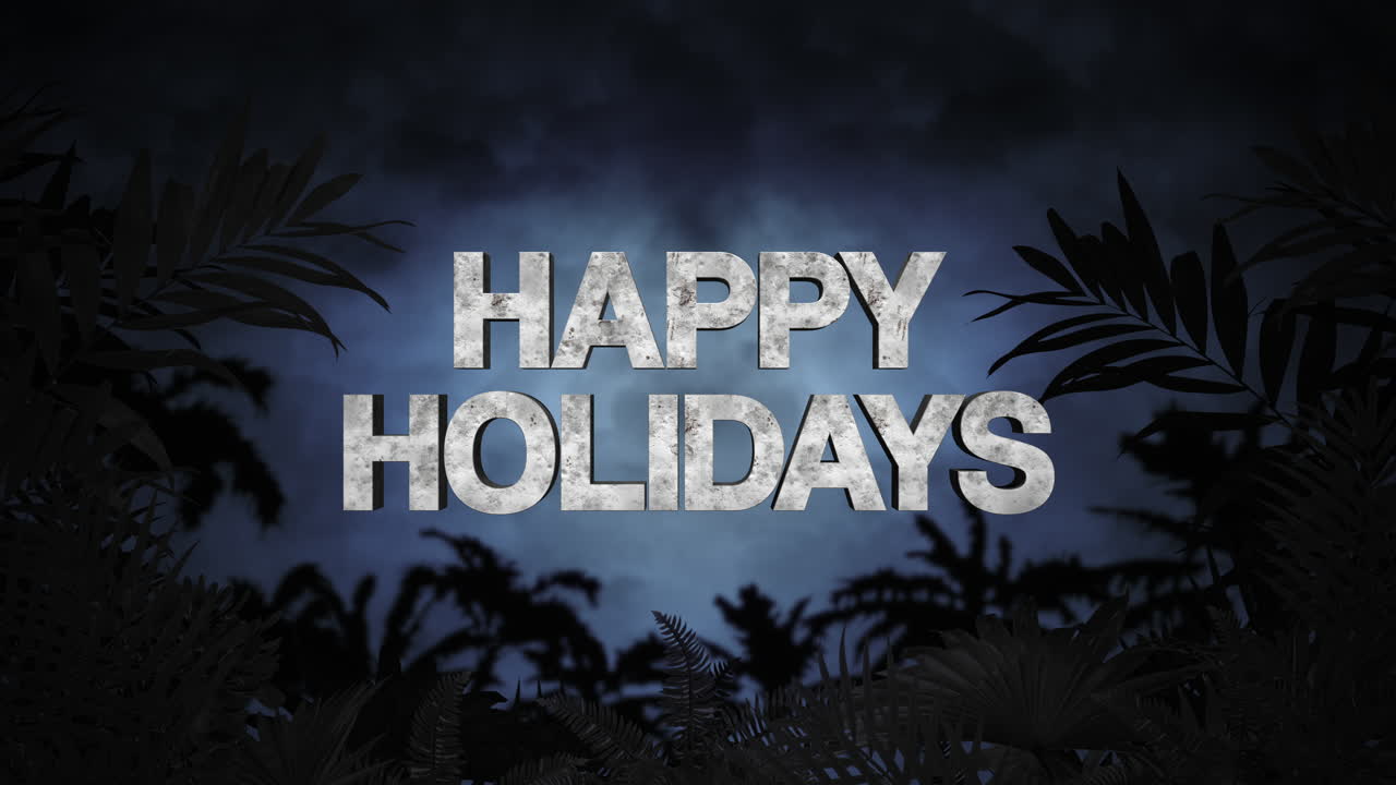 felices fiestas con paisaje selvático en la noche