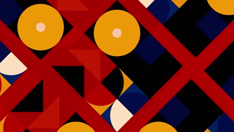 abstract geometric pattern with red, blue, yellow, and black shapes