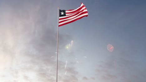 liberia flag with fireworks background