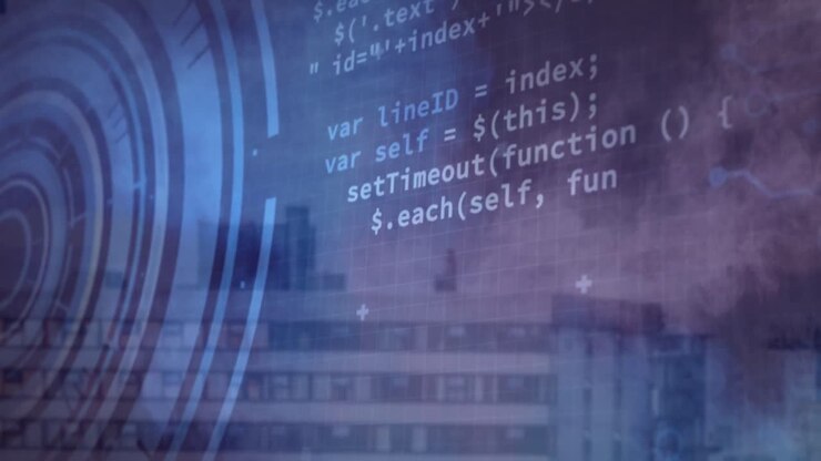 Animation of data processing over city