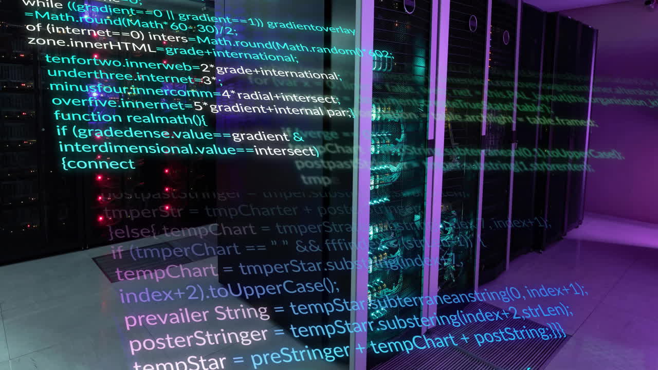 Animation of data processing over server room