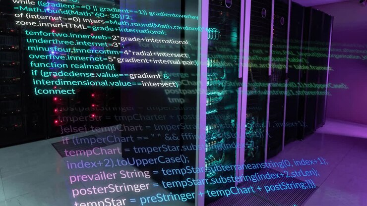 Animation of data processing over server room