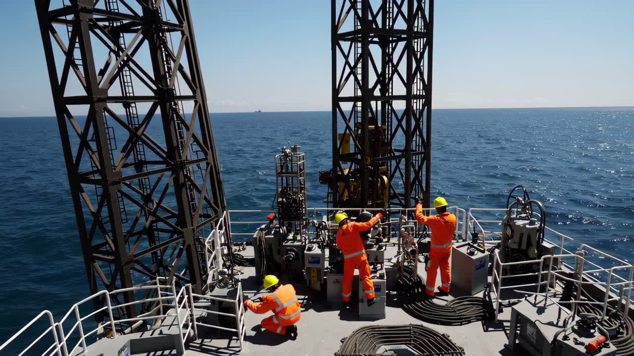Vedligeholdelsesmandskab på en offshore olieplatform