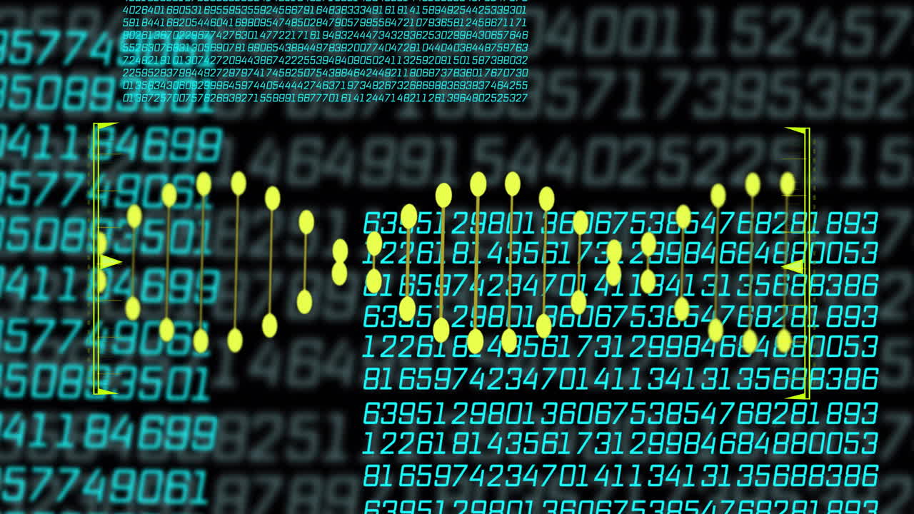 animación de la cadena de adn sobre el procesamiento de datos en fondo negro