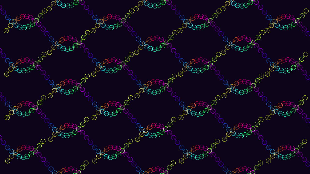 블랙 그라디언트에 무지개 반지와 함께 미래의 파동 패턴을 반복합니다.