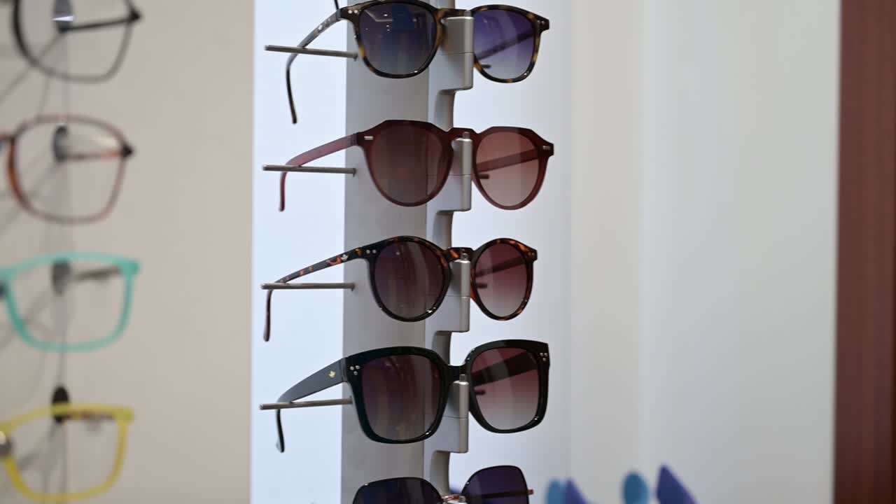 Shelf selling glasses in a pharmacy
