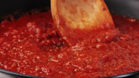 mezclar salsa de tomate casera en una sartén