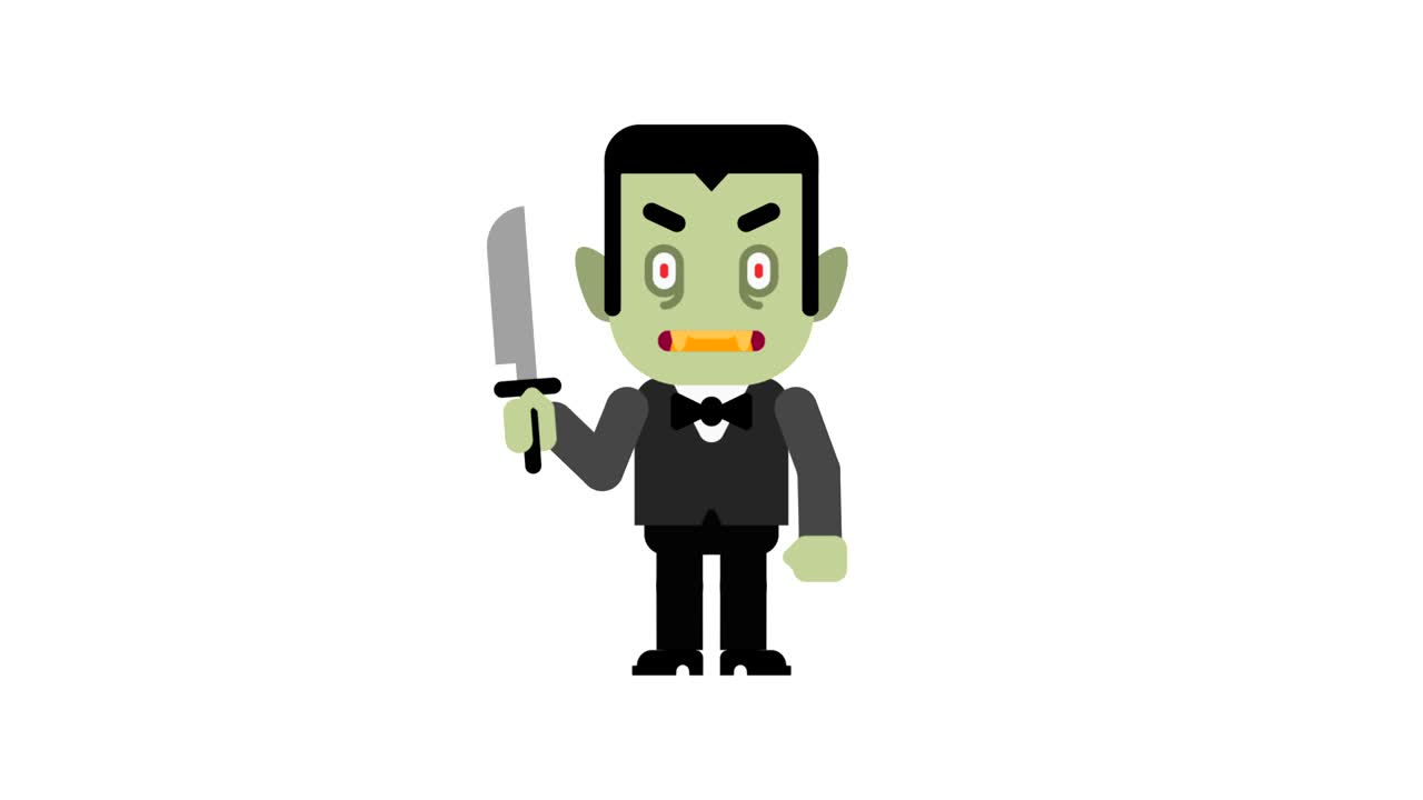 Vampire angry stomping and clenching teeth. Halloween character. Alpha channel.