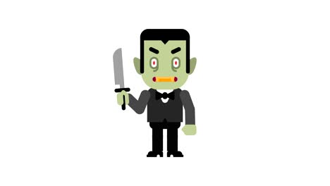vampire angry stomping and clenching teeth. halloween character. alpha channel.