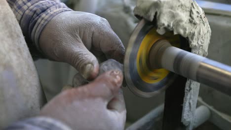 macro of stone carving in a workshop