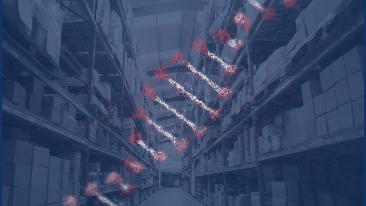 창고 위의 dna 스트랜드의 애니메이션.