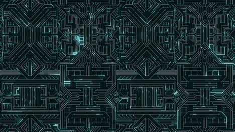 animación de senderos de luz verde brillante que se mueven en una placa de circuito de computadora