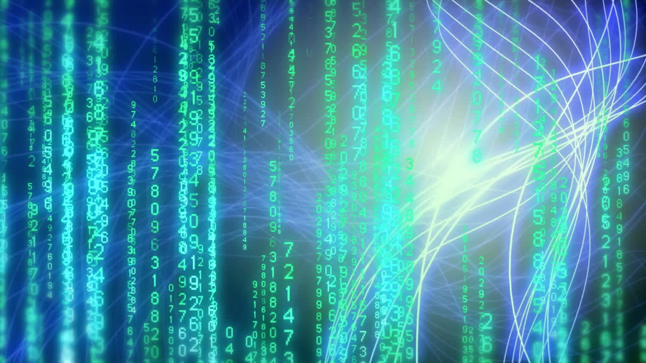 Animation of binary coding and digital data processing