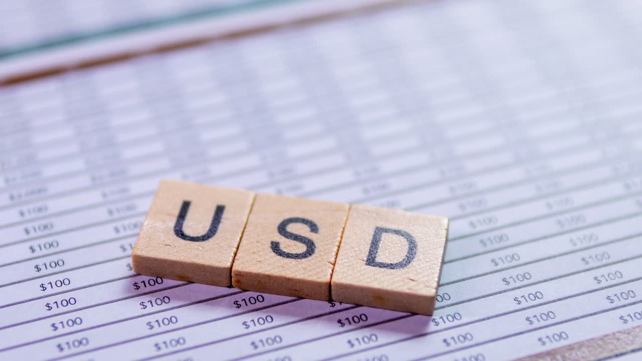 A detailed look at USD trends using financial reports in a business office environment.