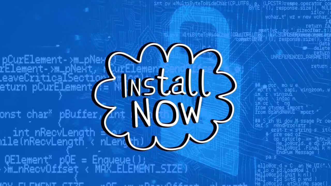 이제 파란색 배경에서 데이터 처리에 대한 텍스트를 설치하는 애니메이션