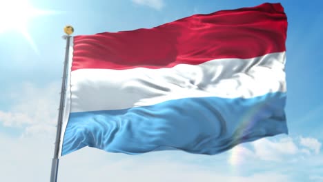 4k ilustración 3d de la bandera ondeante en un poste del país luxemburgués