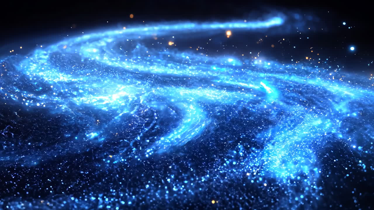 A blue and orange swirl of light and stars. The blue is the dominant color, but the orange adds a warm, glowing quality to the scene. The stars are scattered throughout the image