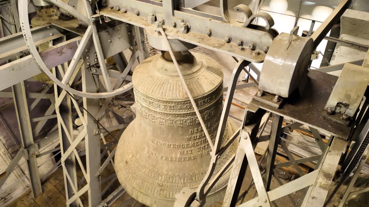 Historic bells within the Lutheran Cathedral of Saint Mary, revealing architectural and mechanical details