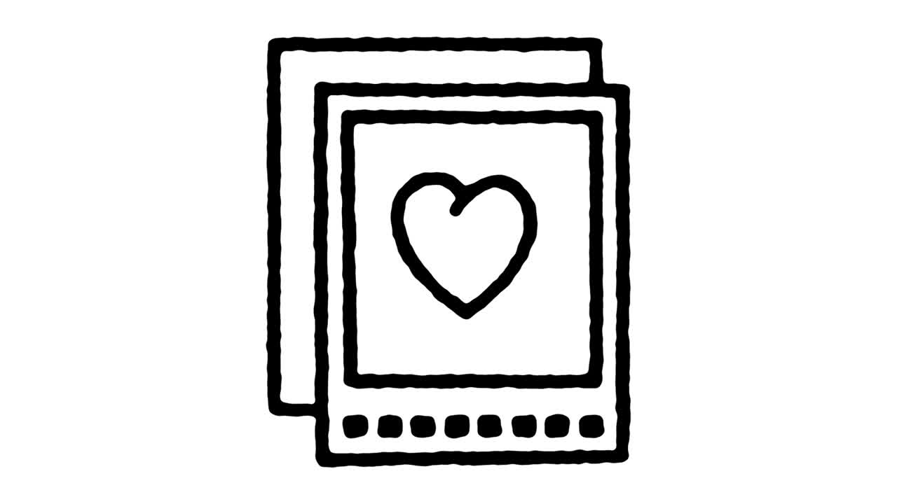 결혼 앨범 손으로 그린 라인 아이콘 애니메이션