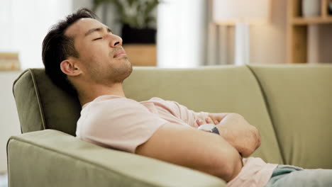 man relaxing on a sofa