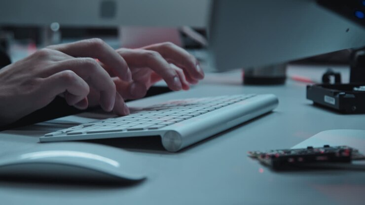 Männliche Hände tippen auf der Tastatur