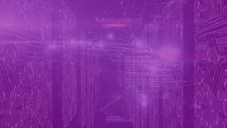 animation of network of connections over server room