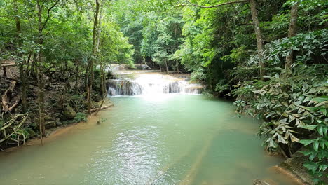 Beautiful-waterfall-and-nature-in-Erawan-national-park,-Thailand