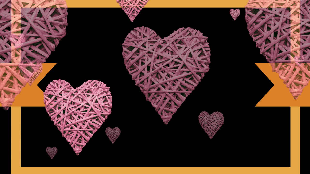 검은색 배경에 움직이는 분홍색 심장의 애니메이션