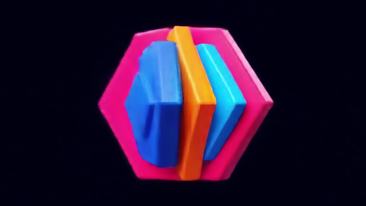 Vibrant Geometric Shapes: A Colorful Fusion of Hexagonal Forms with Bold Blue, Pink, and Orange Hues Capturing Artistic Abstract Design in Motion