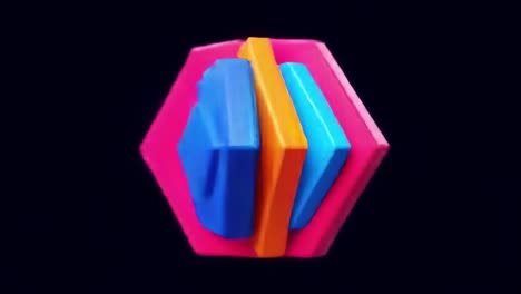vibrant geometric shapes: a colorful fusion of hexagonal forms with bold blue, pink, and orange hues capturing artistic abstract design in motion