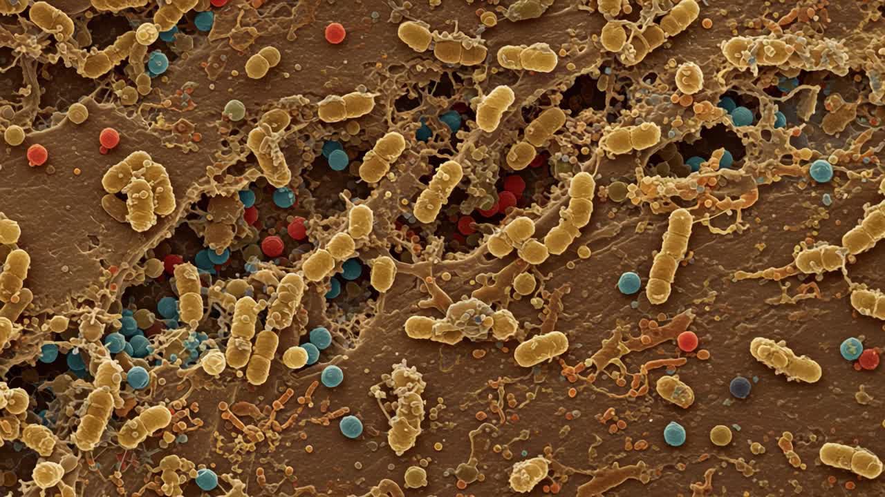 Microscopic View of Bacterial Colonies: A Stunning Exploration of Microbial Life Captured in High-Resolution Imagery, Revealing Colorful Details of Diverse Microorganisms