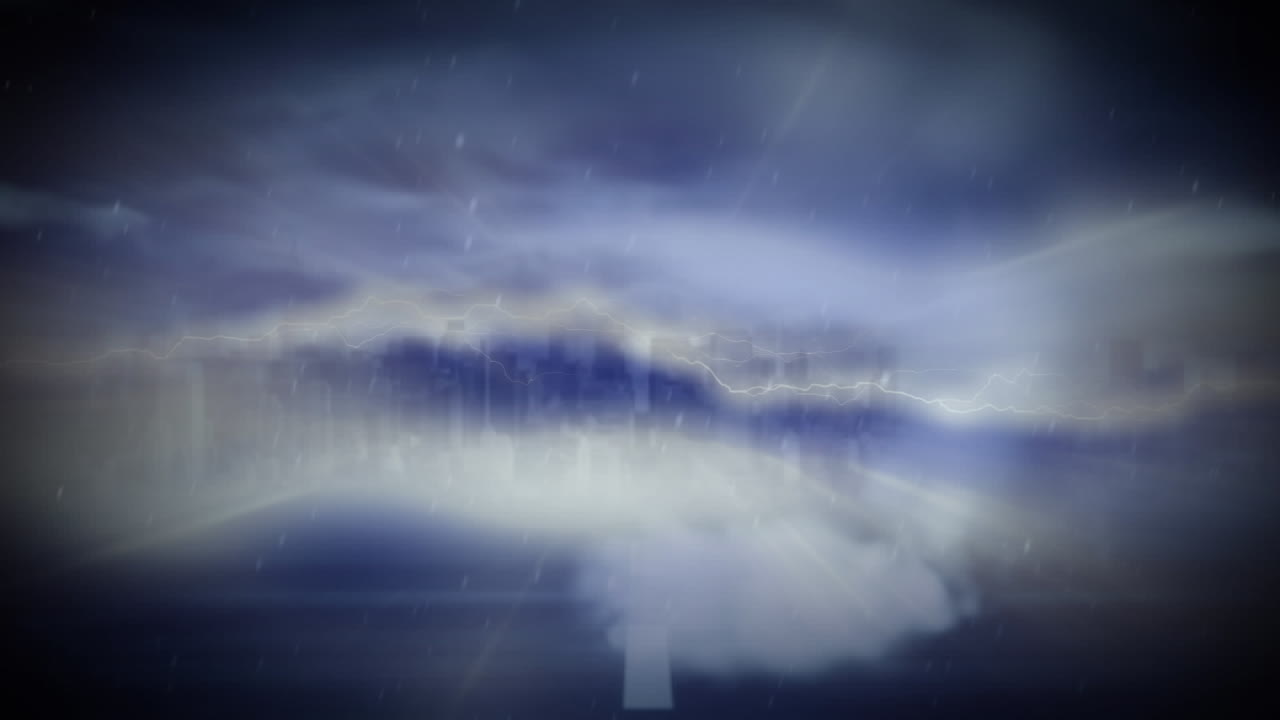 relámpago digital un tornado en una carretera