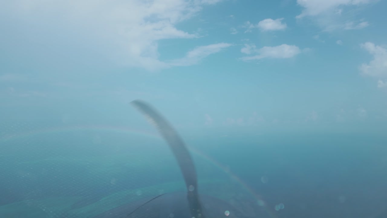 Propeller Of Cessna 208B Grand Caravan In Flight, POV Through Cockpit Windshield