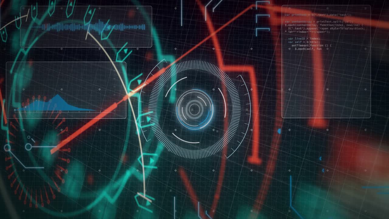 Panel appearing starting HUD reticle spinning, pulsing while code filling for scanning