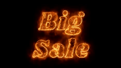 gran venta palabra animada caliente quema ciclo de llama de fuego realista.
