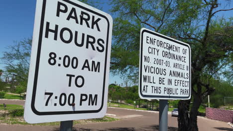 Vicious animals will be in effect after closing signage as well as park hours