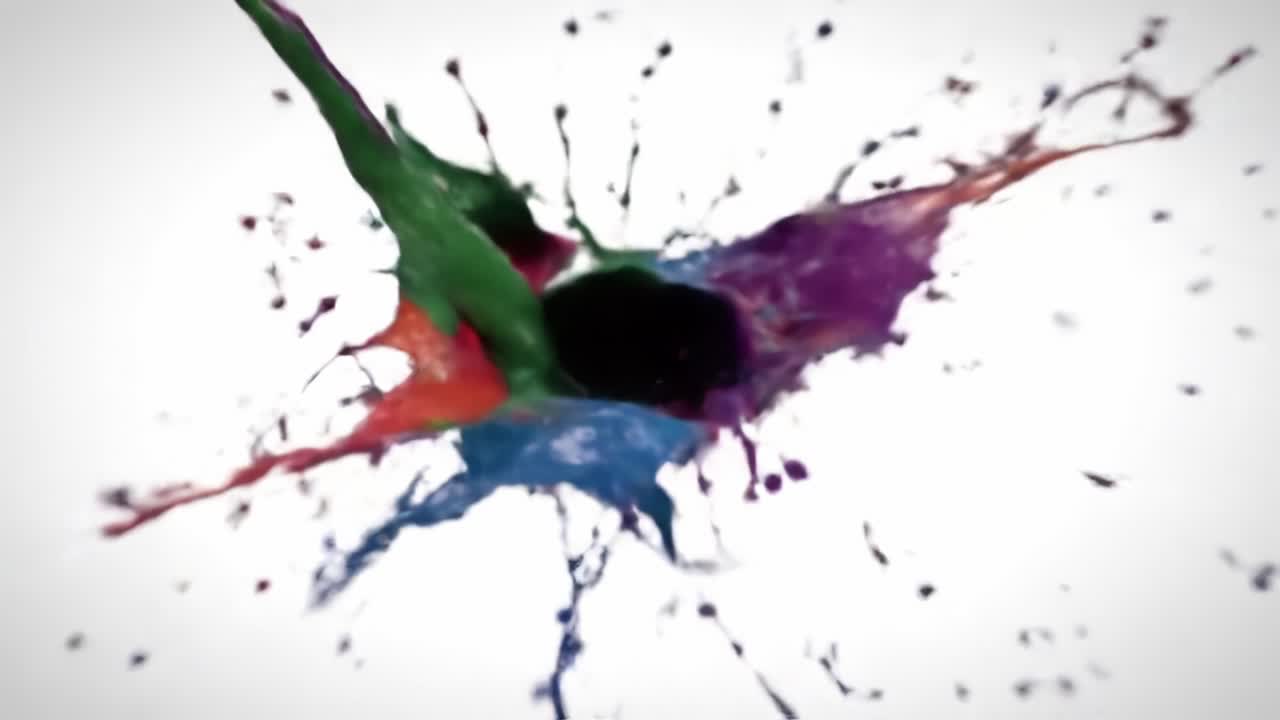 Vivid Splash of Colors: A Dynamic Display of Paints Colliding in an Artistic Explosion on a White Background, Capturing the Essence of Creativity and Motion