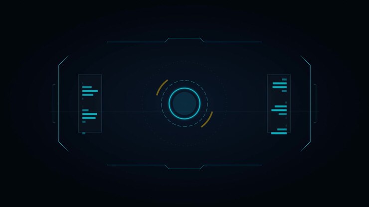 Futuristic Digital HUD Interface with Rotating Circular Elements