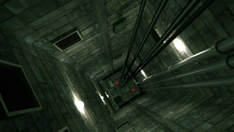 el eje del ascensor el eje del elevador la bóveda del búnker la maquinaria nuclear segura 4k