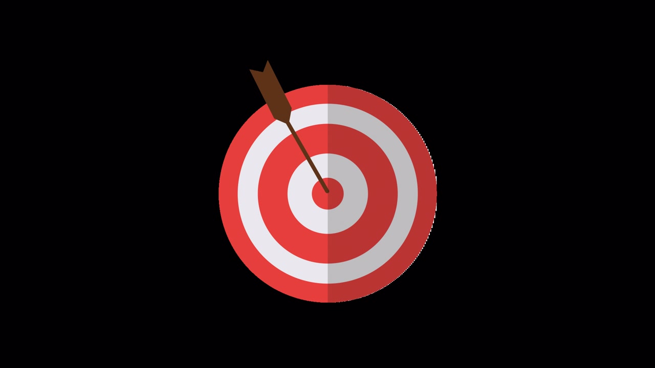 Graphic Animation of an Arrow Hitting a Target Bullseye