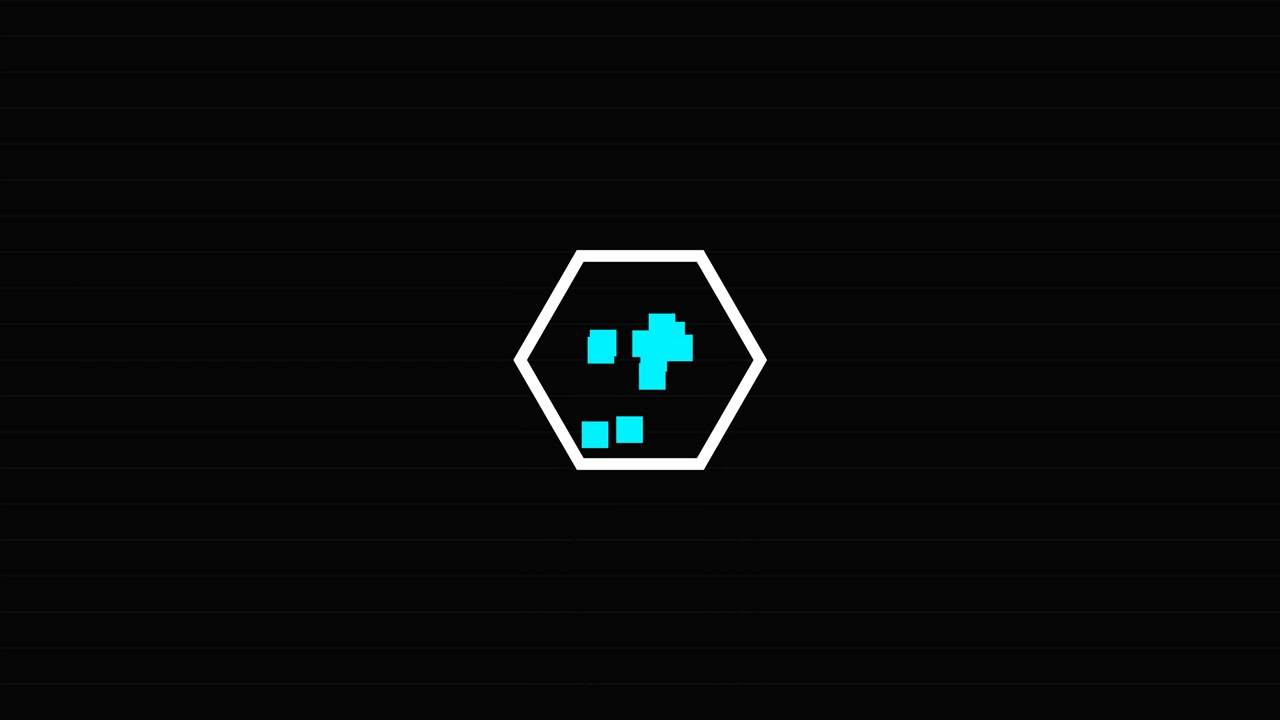 Abstract Hexagon Shape with Digital Glitch Effects