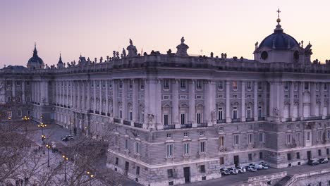 royal palace of madrid during sunset, timelapse