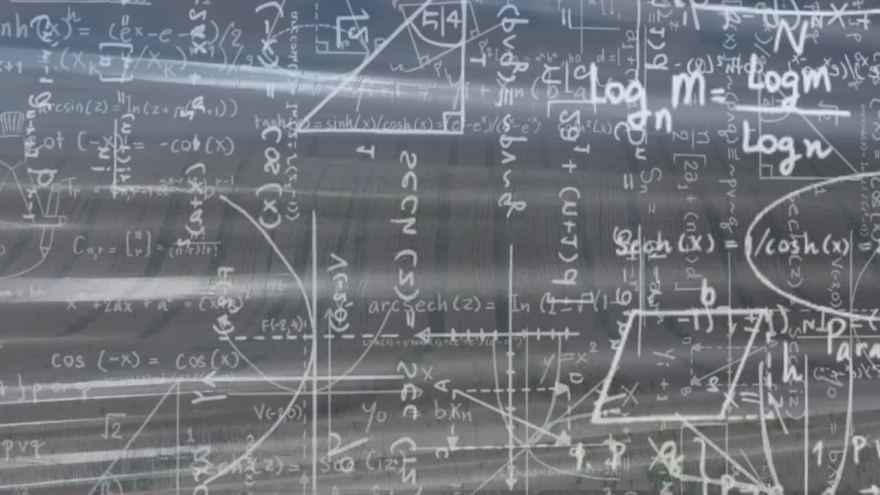 회색 배경 위의 수학 방정식의 애니메이션