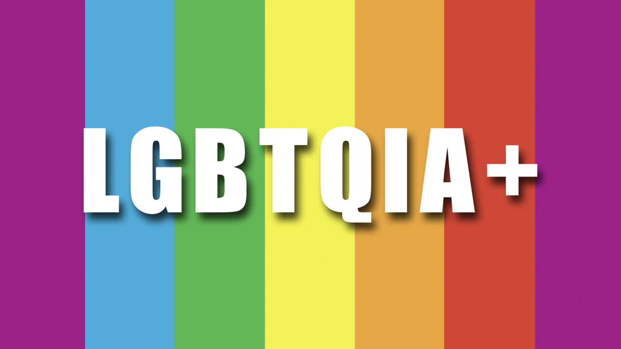 &amp;quot;LGBTQIA+&amp;quot; 3D Graphic over a rainbow background