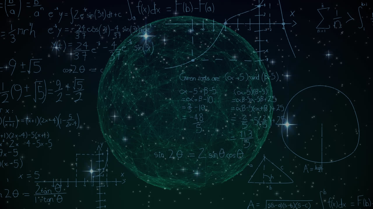 전 세계에 걸쳐 수학적 방정식의 애니메이션과 데이터 처리