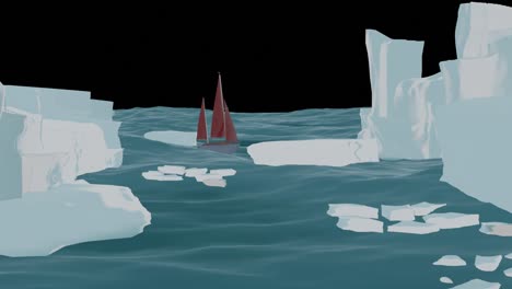 iceberg low poly ocean animation